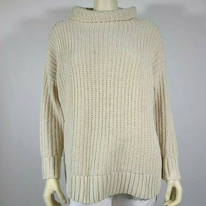 AERIE Ivory Cableknit Turtleneck Sweater